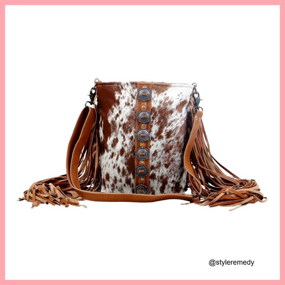 Genuine Leather Fringe Shoulder Bag Western Boho Purse